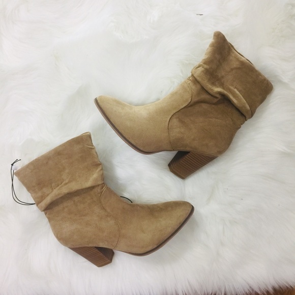 Shoes - NEW Tan Suede Boho Western High Heel Booties | 11